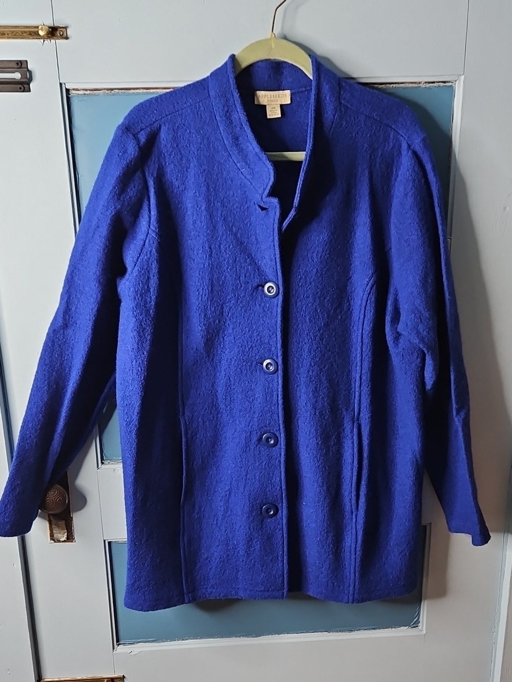 Appleseeds Women's Cobalt Blue Button-Front Wool Lightweight Pea Coat 2X